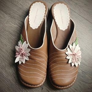 Hanna Andersson Leather Cottagecore Boho Slip On Loafers Flats Brown Sz 39